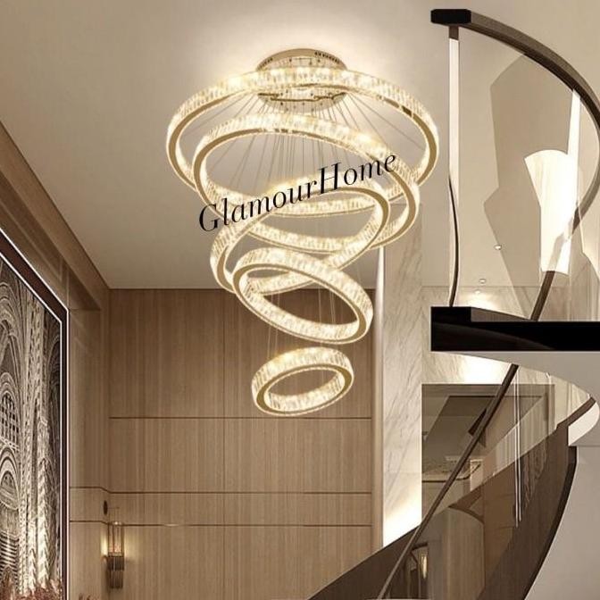Murah Lampu Gantung Void Kristal Ring Led / Luxury Crystal Chandelier Void