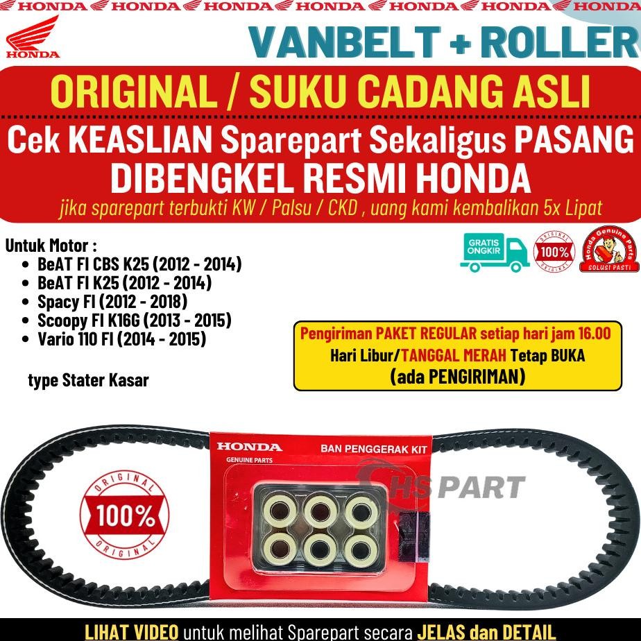Vanbelt Vbelt Set Beat Fi Stater Kasar Scoopy Spacy Vario 110 Fi Original Honda AHM
