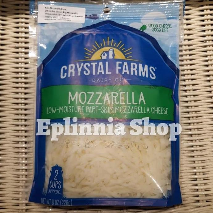 

Grosir Keju Crystal Farms Mozzarella Cheese 226 Gr - Mozzarella Parut