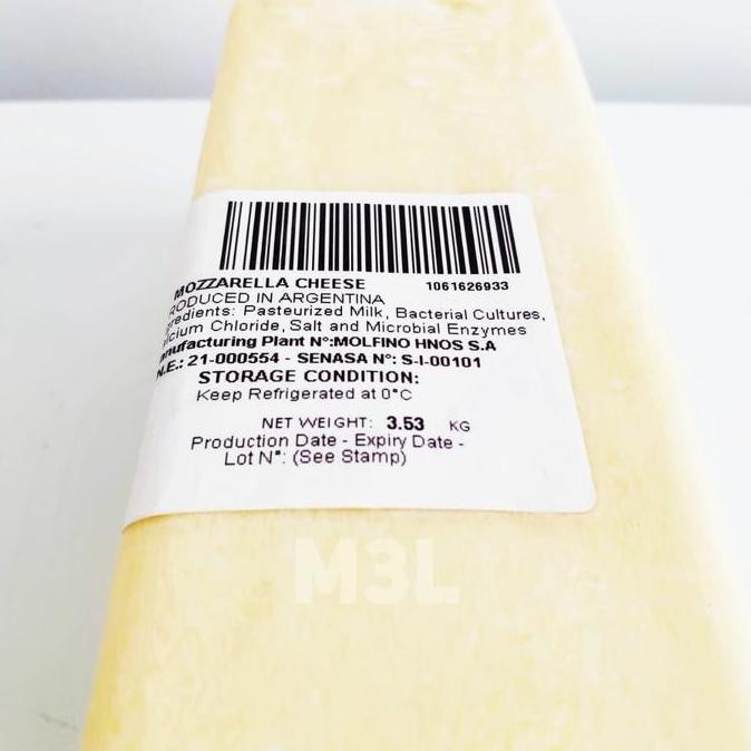 

Grosir Keju Mozarella Saputo 3.5Kg / Mozzarella Cheese