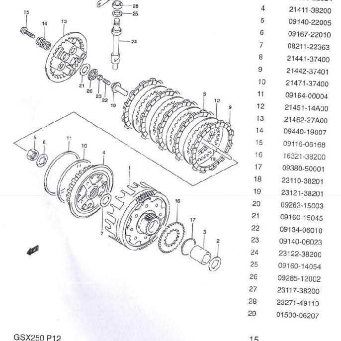 Kampas Kopling Set + Per Kopling Suzuki Thunder 250 / GS250