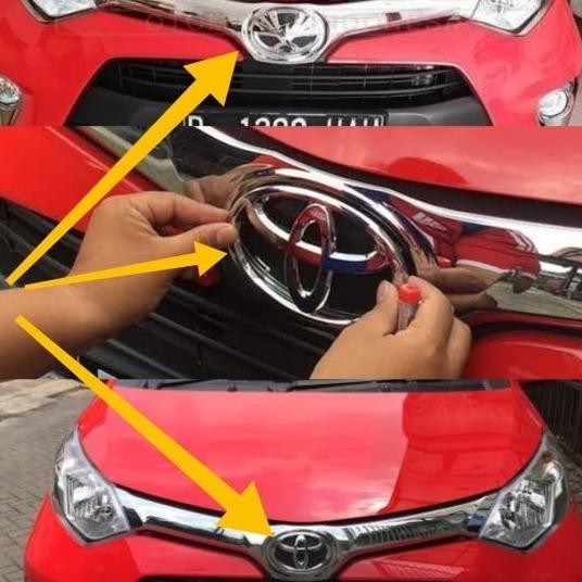 ASLI EMBLEM LOGO GRILL TOYOTA CALYA AKSESORIS MOBIL CHROME PREMIUM