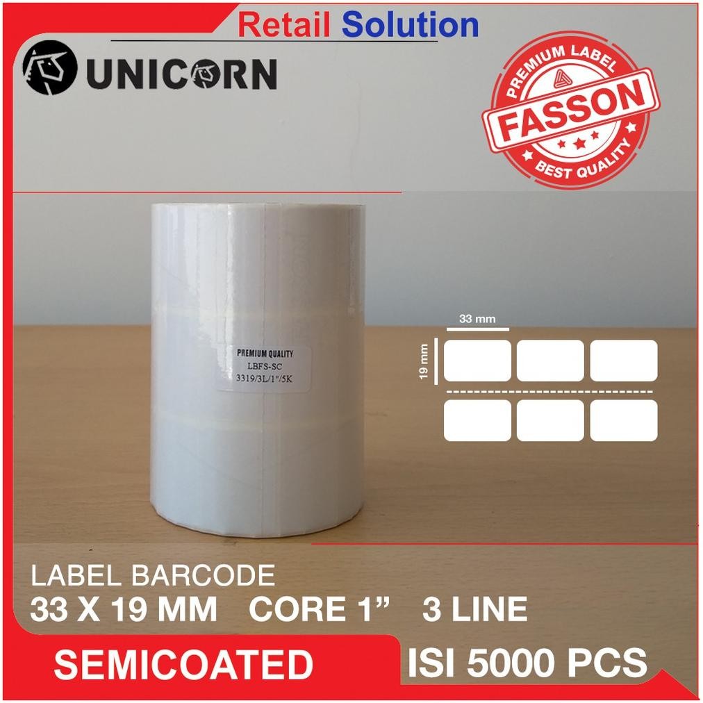 

Stiker Label Barcode Semicoat 33x19mm / 33x19 mm / 33 x 19 mm 3 Kolom SV9
