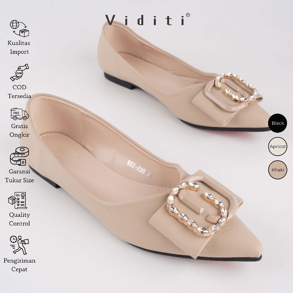 Viditi Jiso Flat Shoes | Sepatu Import Wanita | Kerja | Kuliah | Kantor | Lepes