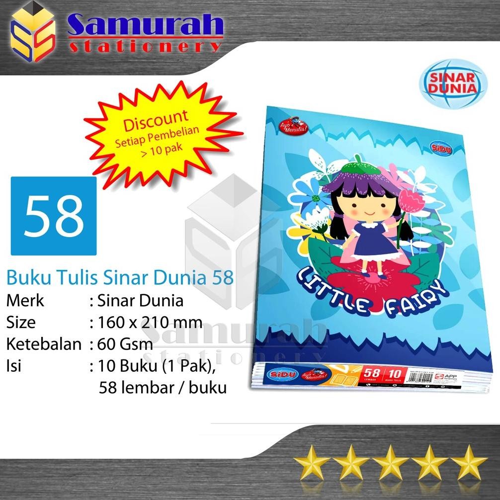 

Buku Tulis Sidu 58 Lbr / Buku Tulis Sinar Dunia 58 Lembar / Buku 58lbr / Buku Tulis 58 Sidu SV9
