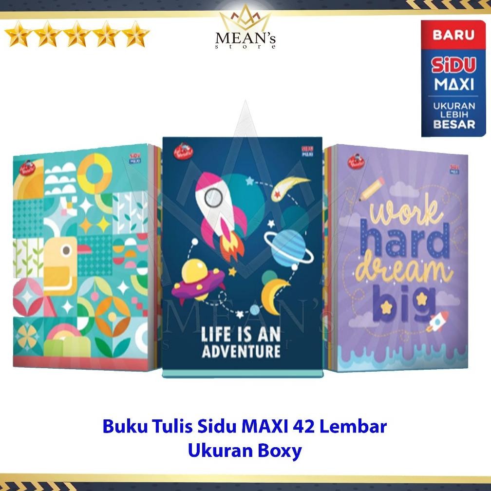 

Buku Tulis Sidu Maxi 42 Lembar / Ukuran Boxy 1 Pack Isi 5 Buku SV9