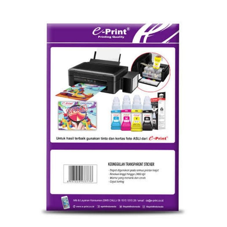 

Eprint Sticker / Kertas Stiker Transparan Bening A4 150 Gsm Isi 10 Lembar SV9