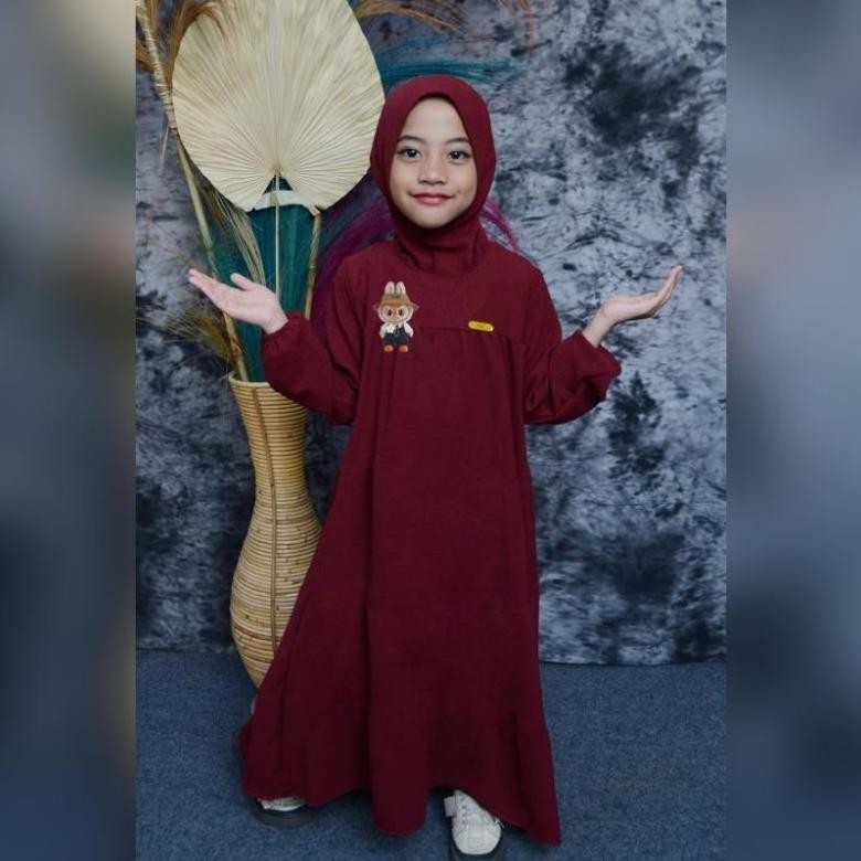 Zia"zia Gamis anak Labubu Gamis anak Perempuan Usia 3-12thn Premium Dress Cringkle Airflow to AST