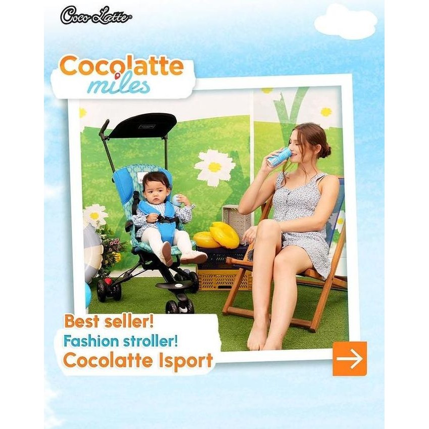 Stroller Cocolatte Isport Motif - Blue W Dot / Kereta Dorong Bayi Cewek Cowok
