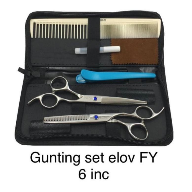 Baru Set Gunting Rambut Elov Barber + Dompet Gunting Salon Cukur Pria