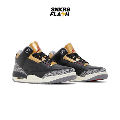 AIR JORDAN 3 Retro Black Cement Gold Sepatu Sneakers Wanita - CK9246067 - Size 39