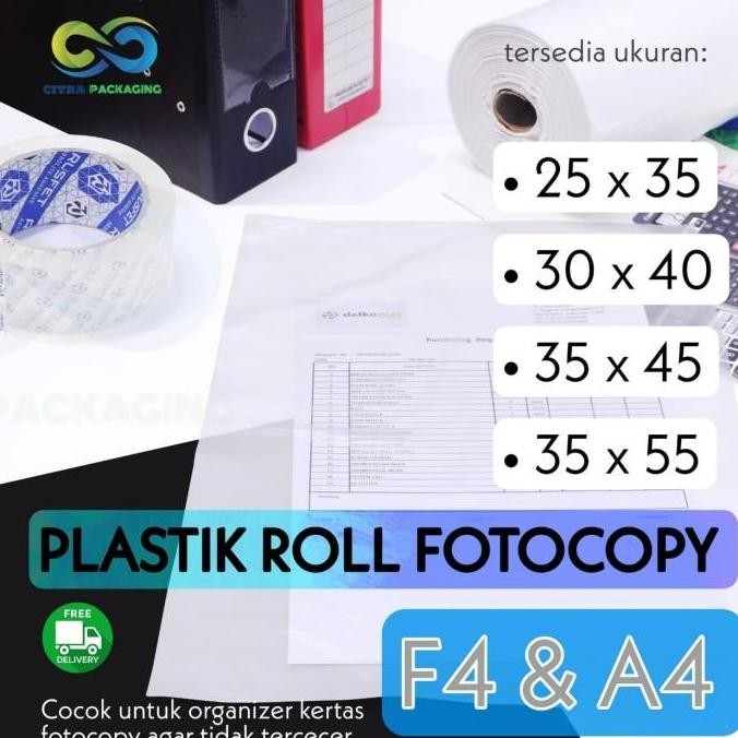 

PLASTIK ROLL HD untuk FOTOCOPY KERTAS A4 dan F4 BENING TRANSPARAN