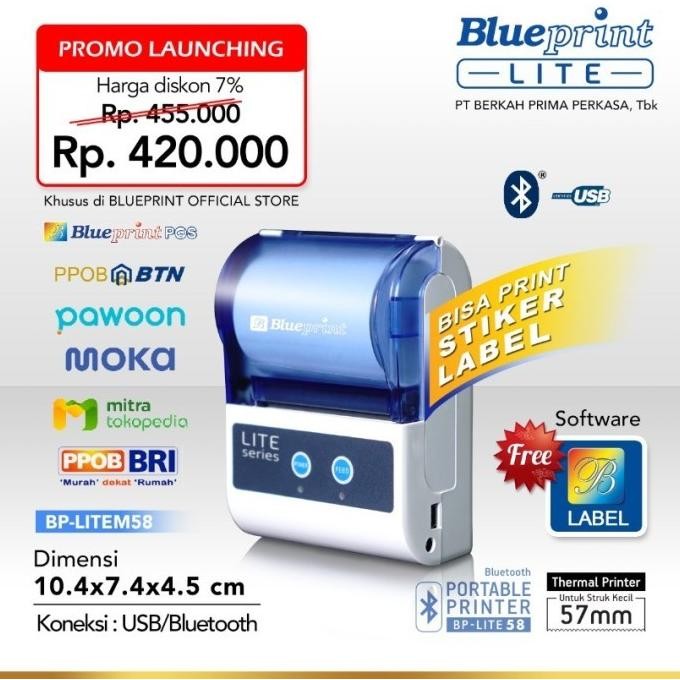 Printer Thermal Portable Blueprint Lite58 / Lite-58 Bluetooth