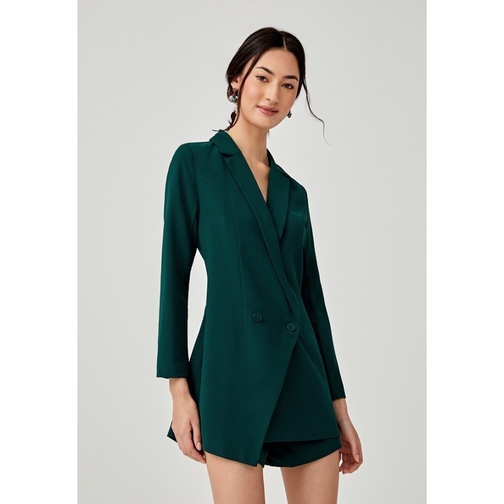 Love, Bonito - Paleon Asymmetrical Foldover Tuxedo Playsuit - Teal