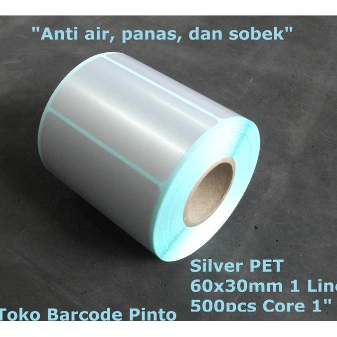 

60X30mm 1Line 500Pcs Gap Core1",Silver Pet Mate,Label Stiker Bare