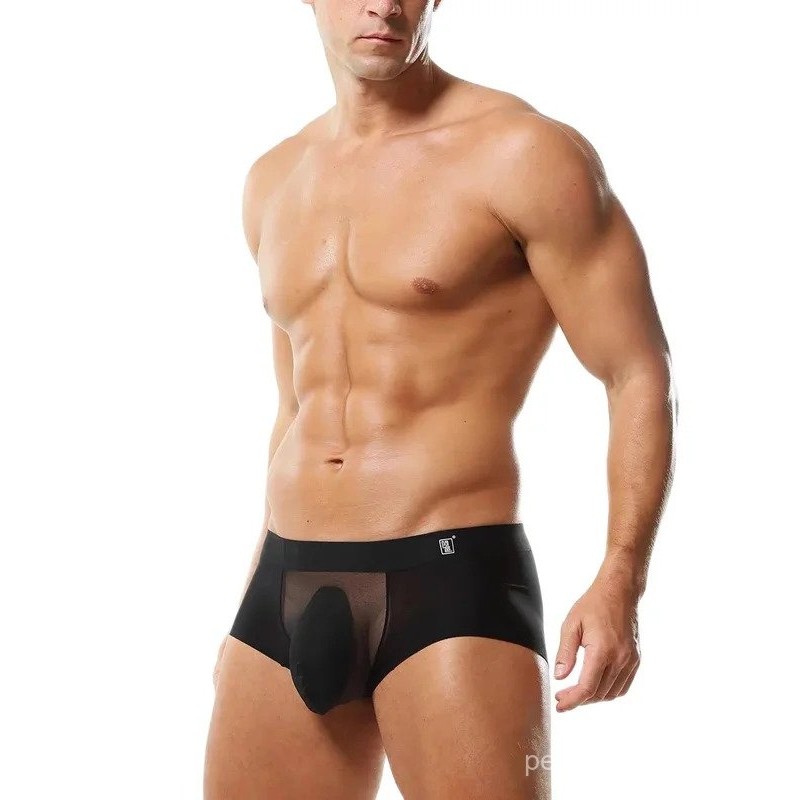 Underwear men's boxer shorts Ultra thin ice silk transparent seamless men's personalized mesh fully 