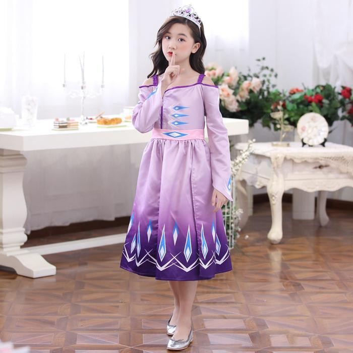 Kostum Elsa Ungu Frozen 2 Movie Baju Pesta Anak Dress Elsa Purple Original Dan Terpercaya
