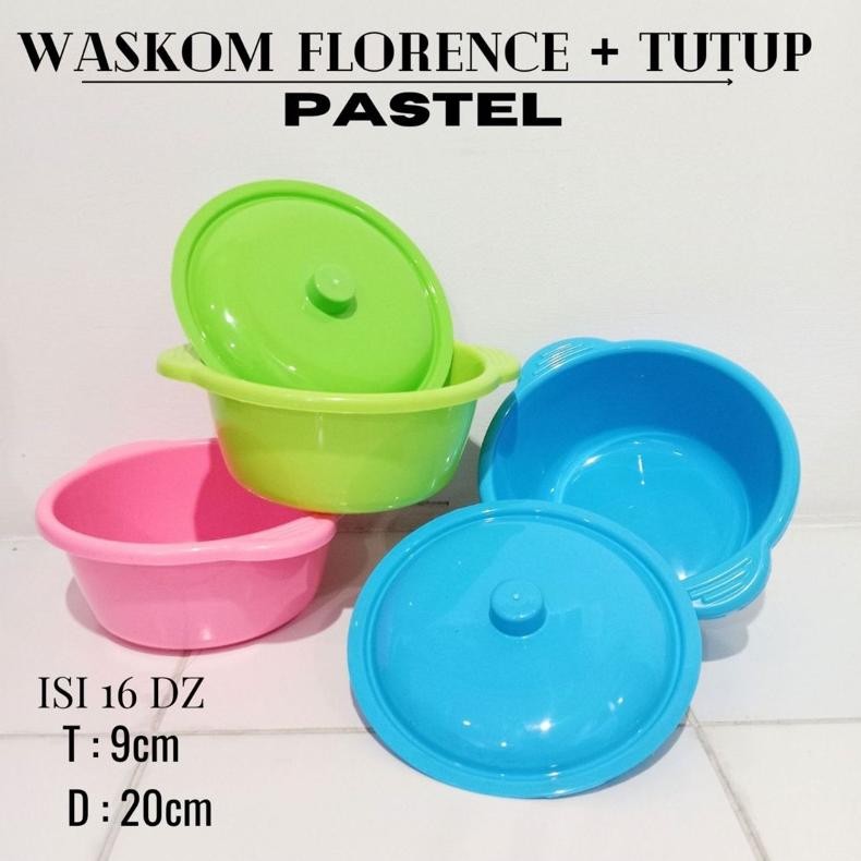 Joeraganlapak Baskom Florene + Tutup Warna Pastel Hajatan Tasyakuran Bahan Plastik Bak Mini Waskom G