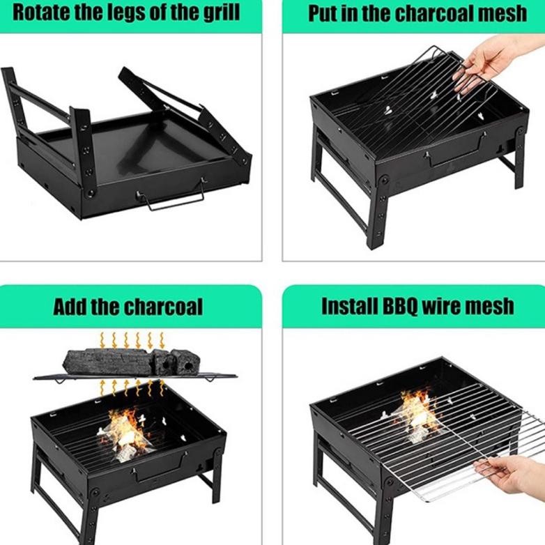 Alat Pemanggang Panggangan Arang Portable Bbq Grill Pembakaran Bakar Bakaran Besi Stainlesa Keemaya 