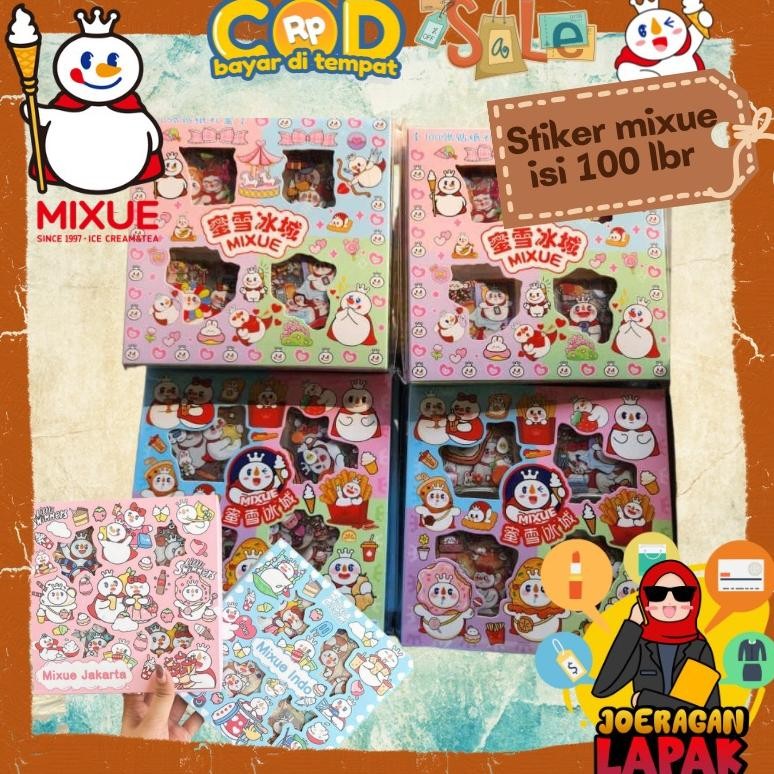 

JoeraganlapakStiker Mixue 100 Lembar Per Box Biru Pink Mix Warna 4 Skat Best Seller