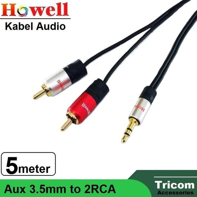 New Collection  Kabel Audio Aux 3.5Mm To 2 Rca 5M Hq - Mini To Rca Cable 1-2 Howell