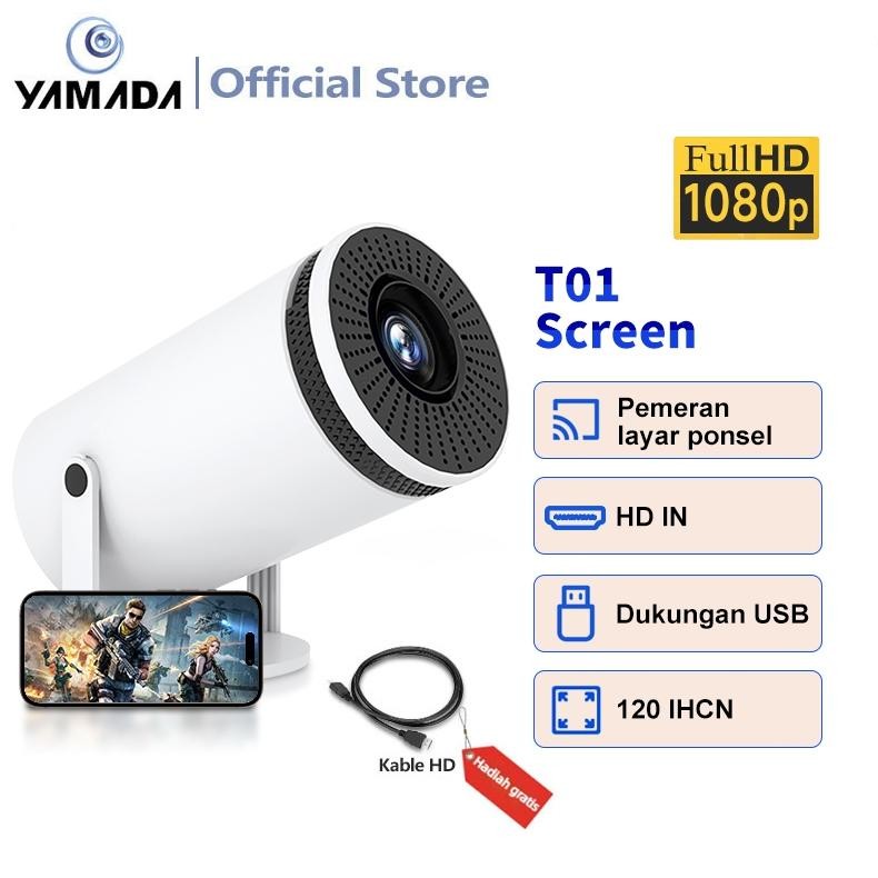NEW Proyektor T01 Screen 1080p Telepon Wireless Portability Proyektor 5000 Lumens Projector