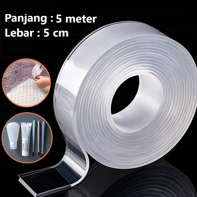 

Nano Double Tape 5cm x 5meter Traparan Selotip Isolasi Doubletape Bening
