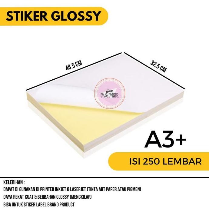 

Kertas Stiker Cromo Glossy A3+ Isi 250 Lembar / Kertas Sticker A3 Plus Co
