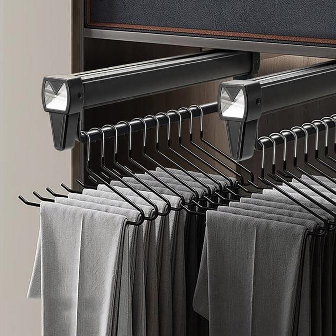 31cm/46cm Gantungan Baju Tarik Rel Gantungan Baju Lemari Tarik Gantungan Teleskopik Gantungan Baju R