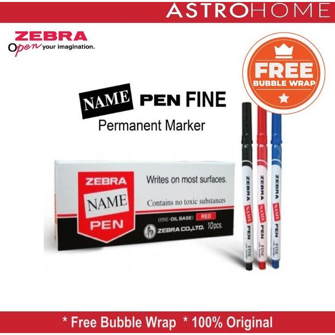 

TERLARIS - Zebra Namepen Spidol Permanent Marker Oil Base - Tinta Tahan Lama dan Cepat Kering - Stationery (1 pax / 10 pcs)