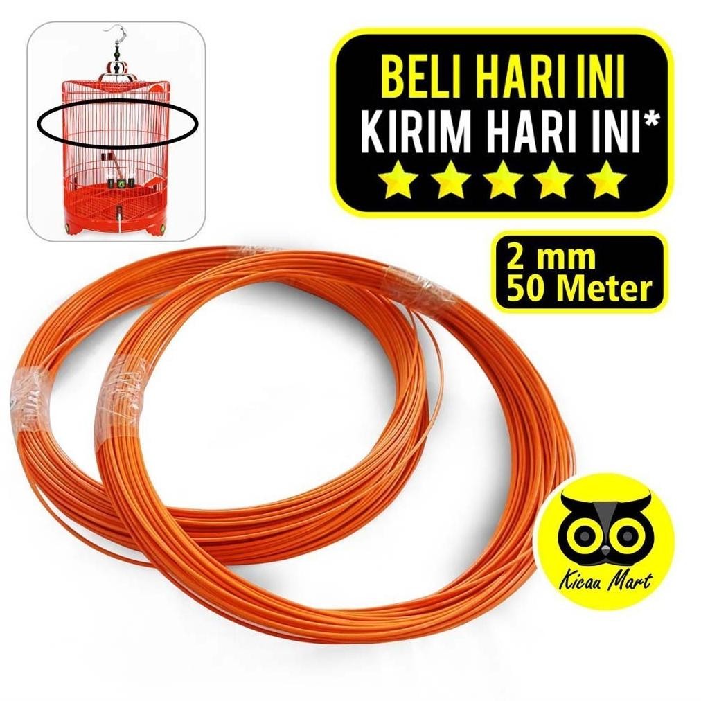 KICAU MART Ruji Jeruji Fiber Roll 2mm Orange Oren Panjang 50 Meter Ruji Gulung Gulungan Rolan Ruji S