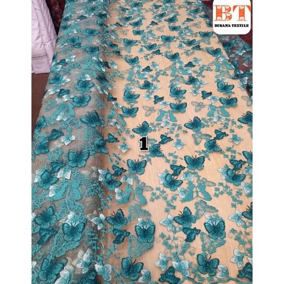 kain tile 3D motif kupu-kupu kain kebaya || harga per setengah mtr