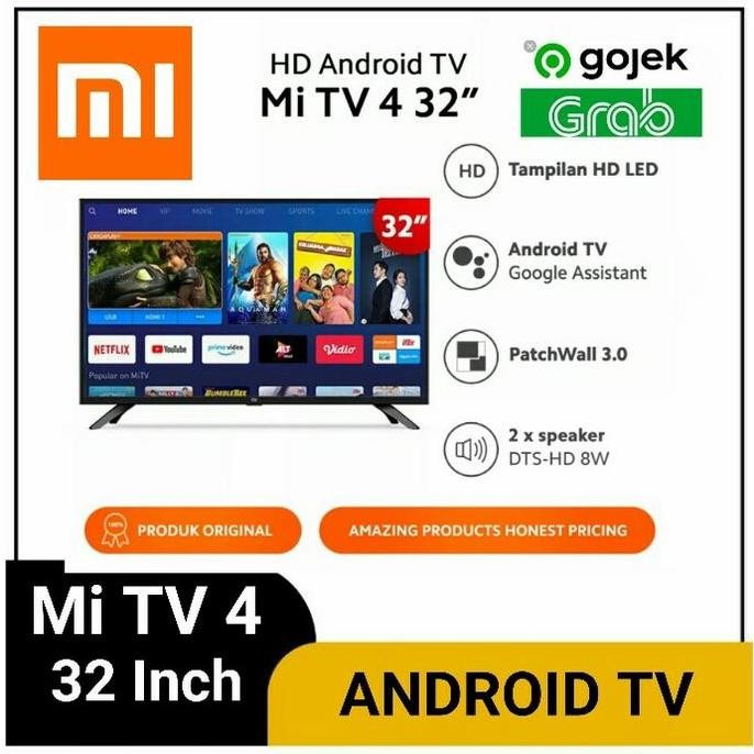 BEBAS ONGKIR - XIAOMI ANDROID TV 32 INCH XIAOMI MI TV 4 32" SMART TV 32 INCH xiomi