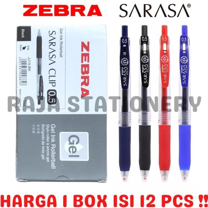 

BEBAS ONGKIR - PEN SARASA HITAM BIRU MERAH HIJAU CLICKER CETEK BLACK BLUE RED GREEN 0.5 0.7 ZEBRA PULPEN LUSIN BOX [12PCS]