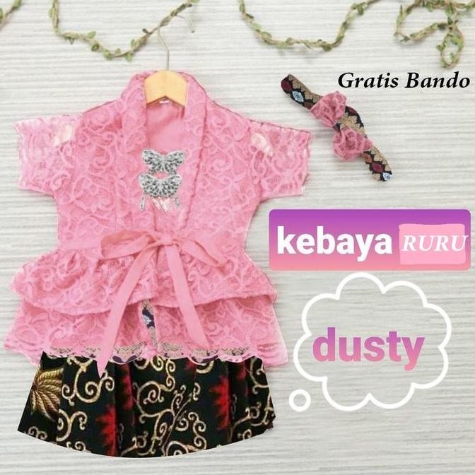 Kebaya Anak Perempuan Modern 1-7Th Free Bando / Jepitan Rambut Set Kebaya Anak Kutu Baru Bahan Bruka