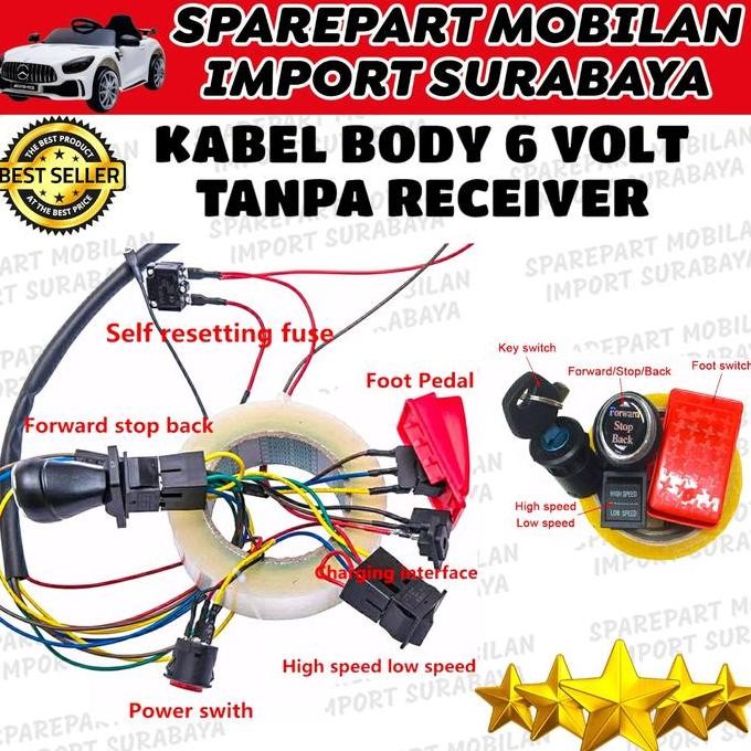 KABEL BODY MOBIL MOBILAN AKI ANAK 6 VOLT KEBEL SET RECEIVER 12 VOLT RC MURAH