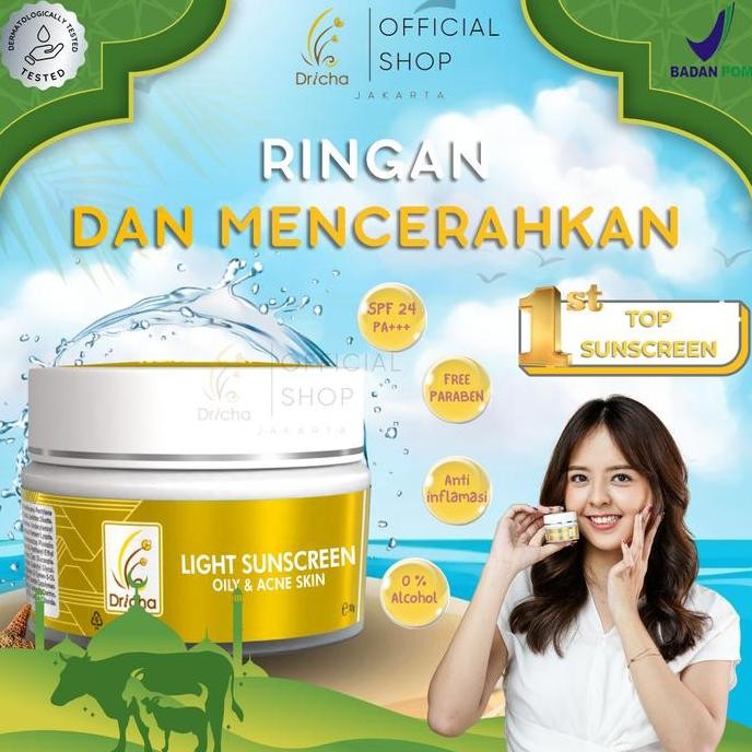 TERLARIS - DRICHA LIGHT SUNSCREEN (Oily & Acne Skin) Berjerawat Berminyak
