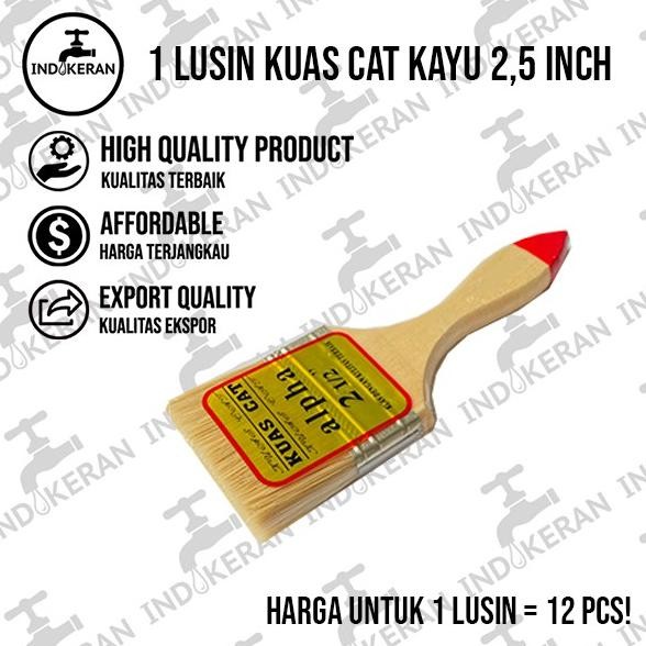 

baru [12 pcs] kuas cat 2.5 inch indokeran gagang kayu - kuas cat grosir high quality