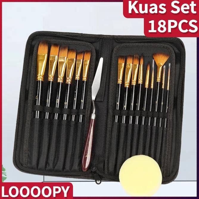 

baru loooopy brs-12 art brush set - kuas lukis & mixing cat air lengkap