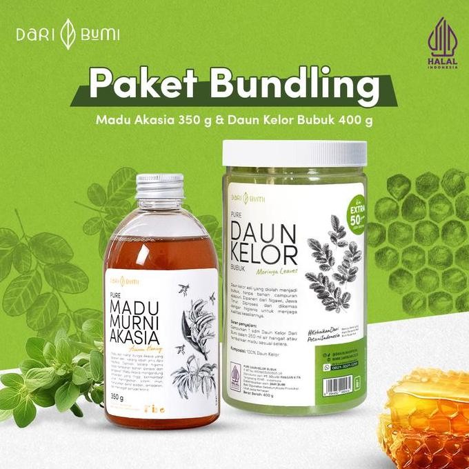

Dari Bumi Paket Bundling Daun Kelor Moringa Bubuk 450 Gram Dan Madu Murni Akasia 350 Gram LJM