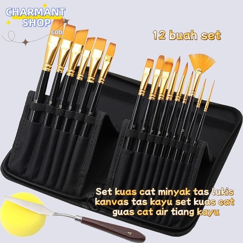 

baru charmant set kuas lukis brs-12 kuas seni cat air acrylic lengkap