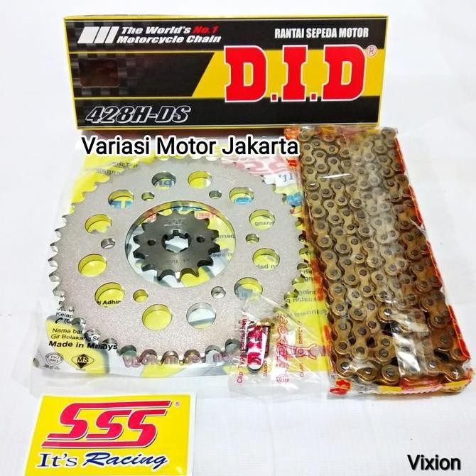 Gear Set SSS Vixion Old-Nvl-NV- R15 V2/R15 Old Rantai DID HDS Gold