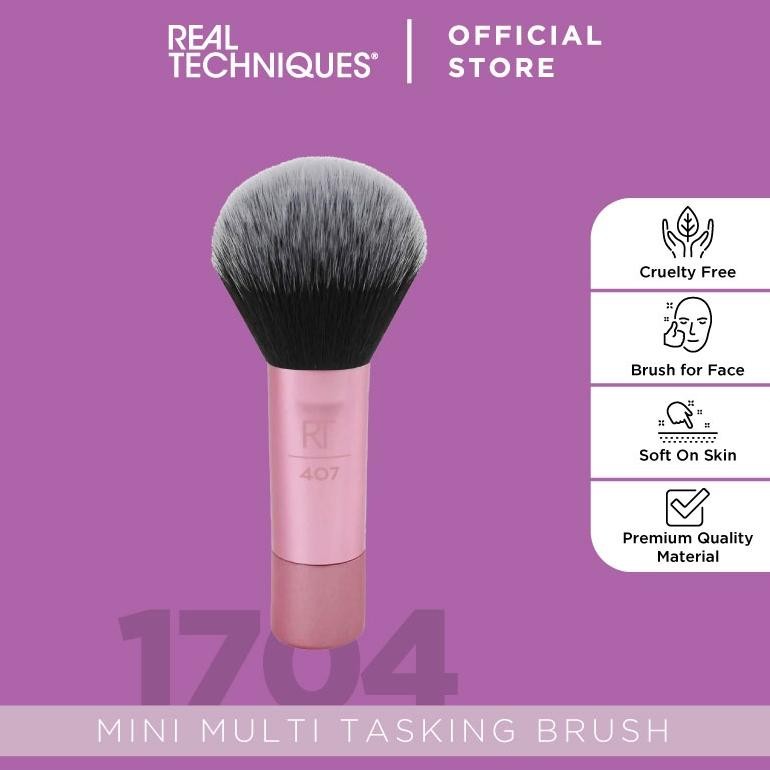 

baru real techniques 1704 mini multi-tasking brush - kuas makeup travel size multifungsi