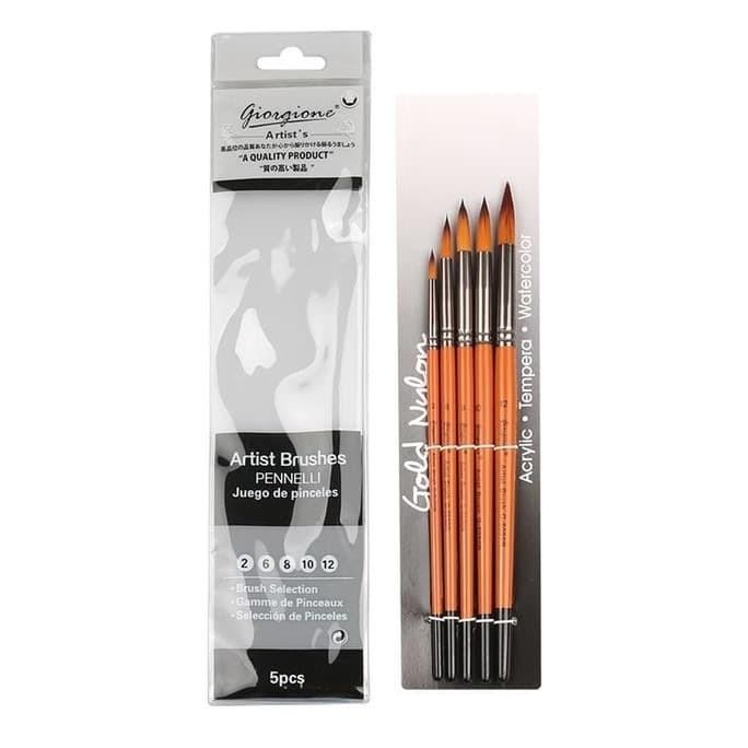 

baru giorgione g-5050r kuas lukis round set 5pcs - kuas cat air & akrilik