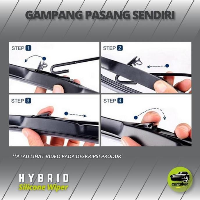 . Wiper Frameless Rush / Terios Karet Kaca Mobil Silicon Premium Hybrid