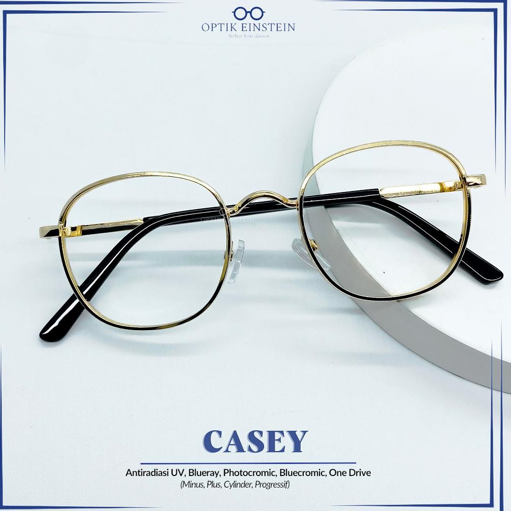 Einstein Optical - #85 CASEY | Kacamata Minus Model Bulat Bahan Besi Gagang Telinga dilapisi dengan 