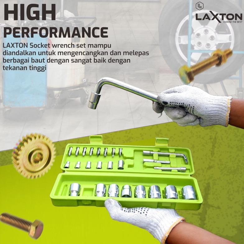 LAXTON Kunci Sok Shock Set Motor Socket 27 Pcs L03-027 Murah Laris