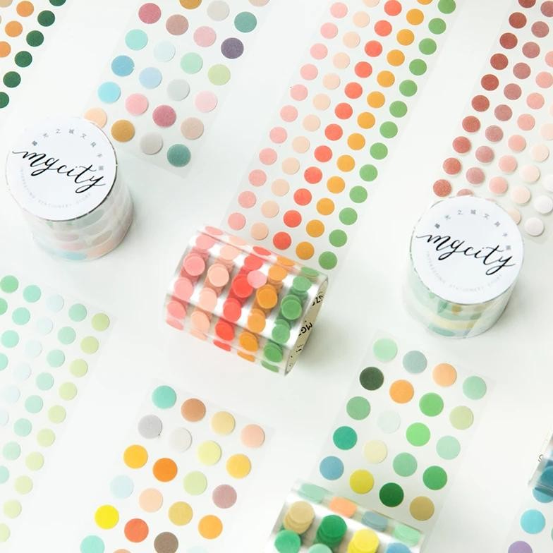 

Yoofun 5*300cm Color Dots Decorative Adhesive Washi Tape Masking Tape DIY Scrapbooking Sticker Label Japanese Stationery