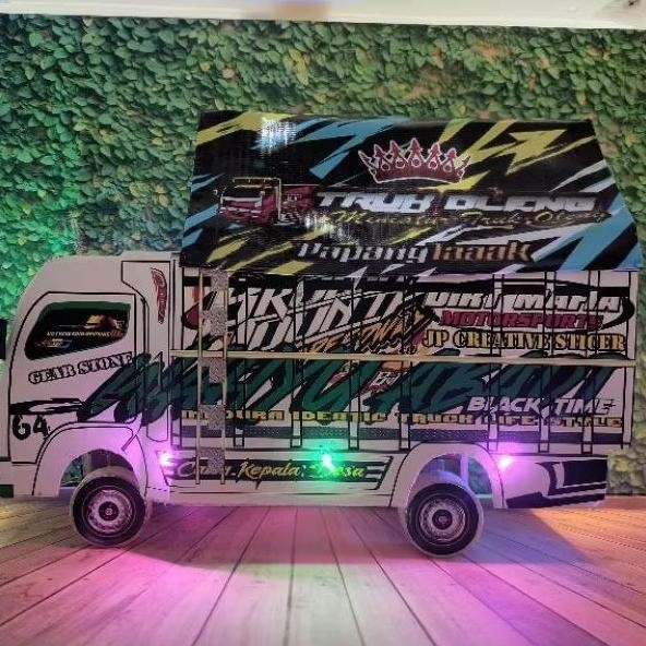 Promo Mainan Anak Truk Oleng Kayu Remote Control  Wahyu Abadi Putih Terlaris  Lengkap Lampu Terpal M