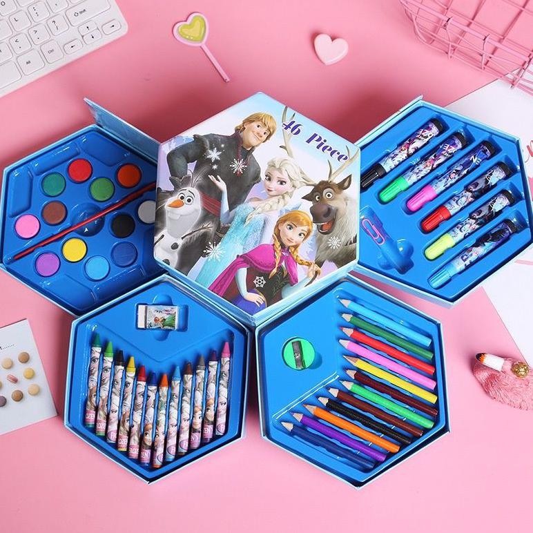 

Crayon Set Isi 46 Pcs Alat Mewarnai Menulis Menggambar Segi 6 Spidol Krayon Putar Cat Air Kuas Stok Baru